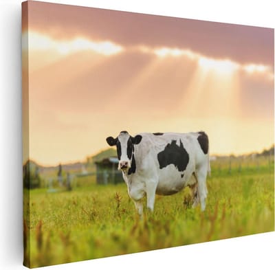 Artaza Canvas Schilderij Koeien - 40x30 cm - Klein - Wanddecoratie Landschap - Muurdecoratie Woonkamer - Kamer Accessoires Natuur