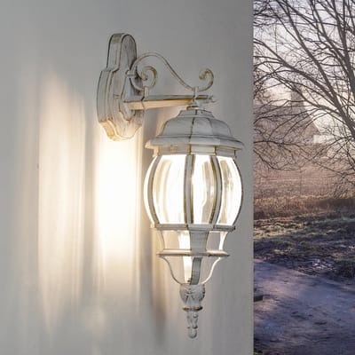 Licht-Erlebnisse - Brest - Wandlamp - IP44 - E27 - van - Aluminium echt glas - in - Wit goud