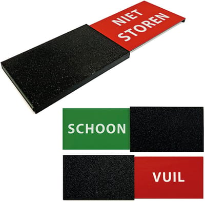 Schoon/Vuil Schuifbordje voor Vaatwasser – Afwasautomaat Indicator – Deurbordje Zwart – Modern Design – 3D-geprint Duurzaam Plastic – 50 x 170 mm
