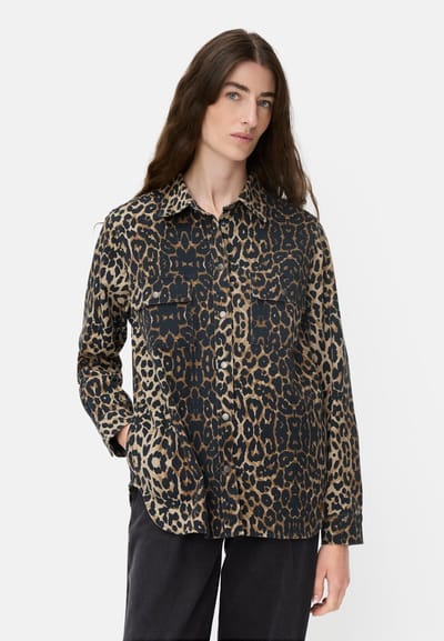 camel active Blouse met lange mouwen en luipaardprint - Maat womenswear-XXS - Leo