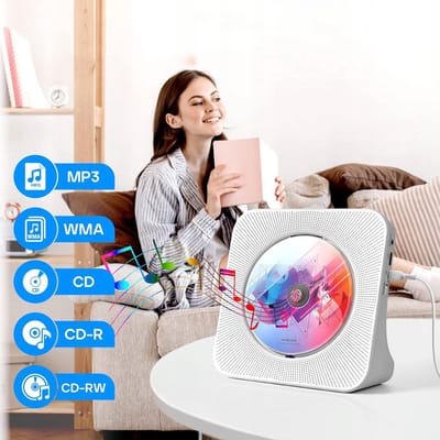 CD-speler - Ingebouwde dubbele HiFi-luidsprekers - Met Bluetooth - FM-radio - AUX-koptelefoonaansluiting - Wit