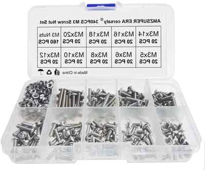 340-delige M3 Schroefmoer Set van RVS - Assortiment 9 Types met Maten van 5mm tot 20mm in Opbergdoos - Duurzaam en Veelzijdig voor Klussen en Reparaties