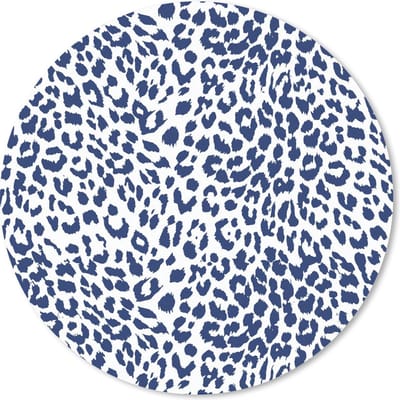 Muismat rond 20x20 cm - Mousepad Panterprint - Wit - Blauw - Ronde muismatten