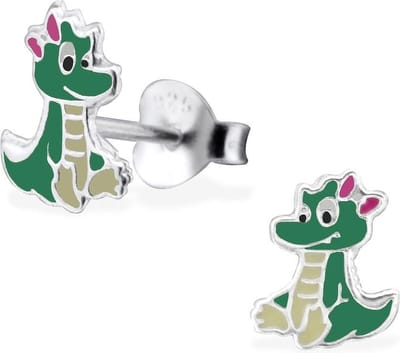 Princess Oorbellen Draakje - 925 Zilver E-Coating - Dier - 7x8mm