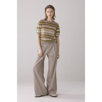 Summum Woman Short Sleeve Sweater Striped Lurex Knit Multicolour Maat: XS | Sweaters Outlet | Dames | Beige