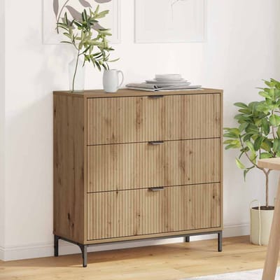 vidaXL - Dressoir - met - lade - Artisan - Eiken - 79,5 - x - 33 - x - 82 - cm - Bewerkt - hout