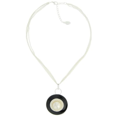 Behave® Korte Ketting - Zwarte Hanger Met Parel - Nikkelvrij