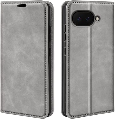 MobyDefend Hoesje - Geschikt voor Google Pixel 9a - Luxe Wallet Bookcase (Magnetische Sluiting) - Grijs