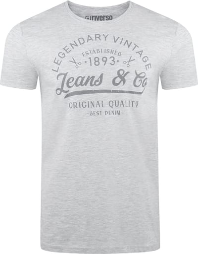 riverso Heren T-Shirt RIVLeon regular fit Grijs S Ronde Hals Volwassenen - gemaakt van 100% katoen