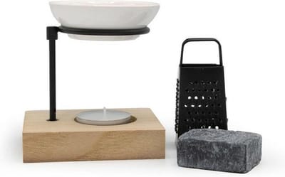 Ideas4seasons Amberblokjes/geurblokjes cadeauset 3-delig - musk geur - inclusief geurbrander en rasp