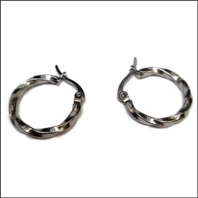Aramat Jewels | Oorringen | RVS Gedraaide Oorringen - Dames hoops | Zilverkleurig / 20mm | |2,5mm | Staal | Volwassenen | Verkleurd niet