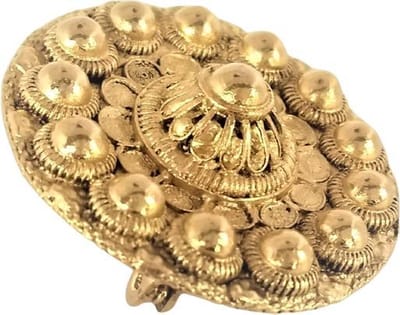 Zeeuws Meisje - Zeeuwse knoop broche bloem vorm , 3 cm doorsnede, verguld met 14 karaat goud, veiligheidssluiting