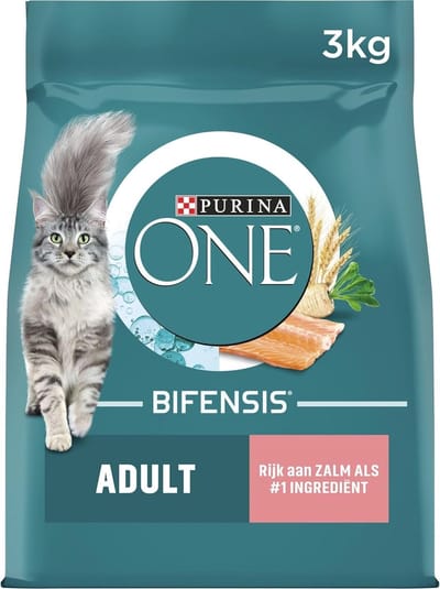 Kattenvoer met Zalm en Volkoren Granen - 3kg (Doos van 4, 12kg) voor Gezonde Katten
