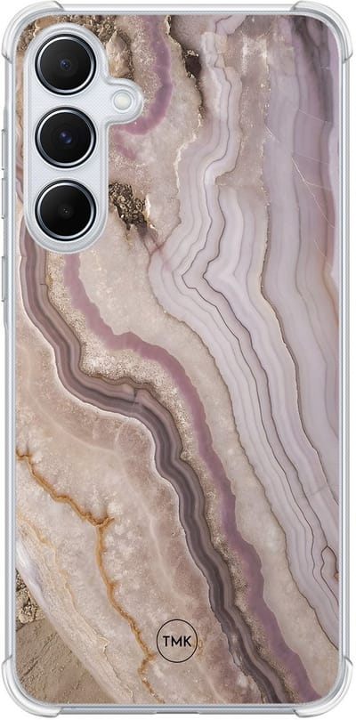 Shockproof hoesje geschikt voor Samsung Galaxy A55 - Blush marble - Schokbestendig - Verhoogde randen - TPU case - Extra Sterke Back Cover - Marmer - Transparant, Multi