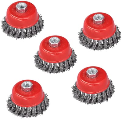 Zware Borstelset voor Slijpmachine - 5 Stuks Stalen Draadborstels van 3 Inch met M14 Aansluiting voor Efficiënt Schuren en Reinigen