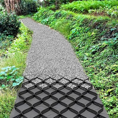 Grind Rooster - Grindstabilisatie Mat - Oprit Versterken - Duurzaam HDPE Materiaal - 2 x 4 Meter - Zwart