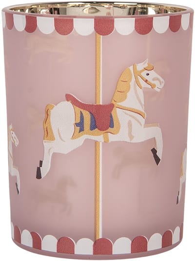Clayre & Eef Waxinelichthouder Ø 10x13 cm Roze Glas Paard