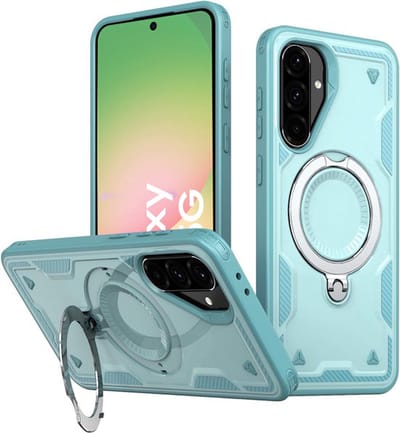 Hoesje Geschikt voor Samsung Galaxy A56 - Armor hoes met Ringhouder - Arara backcover - Lake Blauw