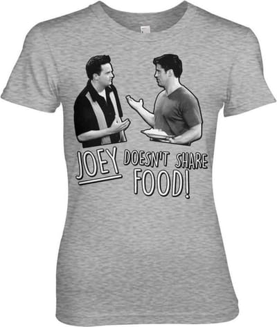 Friends Dames Tshirt -S- Joey Doesn't Share Food Grijs