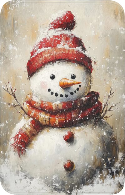 WC mat 50x80 cm - Antislip - Sneeuwpop - Winter - Sneeuw - Beige - Toiletmat - Vloermat - Douchemat - Toilet tapijt - Toiletmatten