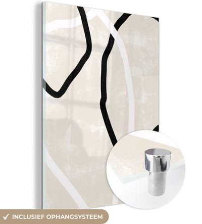 MuchoWow® Glasschilderij 120x160 cm - Schilderij acrylglas - Roze - Minimalisme - Design - Foto op glas - Schilderijen
