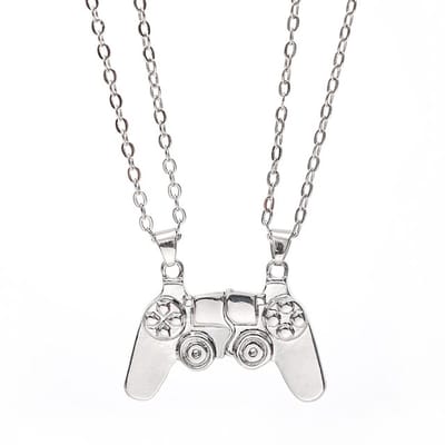 Bixorp Friends BFF Ketting voor 2 met Controller Zilverkleurig - Magnetische Vriendschapsketting - Twee Helften Best Friends -  Voor Meisjes  - Best Friends Ketting Vriendschap Cadeau voor Twee