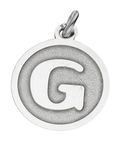 Zilveren Letter G rond mat en glans kettinghanger