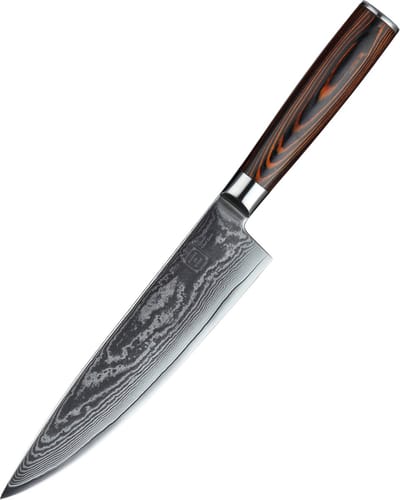 House of Husk Professioneel Koksmes 33cm - 20cm Lemmet - Chef Mes - Keukenmes - 67 Lagen Damascus Staal - Koolstof Chroom Kern - 60+2HRC