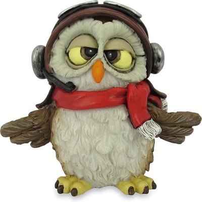 Wisdom friends uiltjes - Beeldjes van beroepen en sporten Uiltje piloot - hoogte 8,5 cm - handgeschilderd - verzameling / sport cadeautjes / beroepen cadeautjes