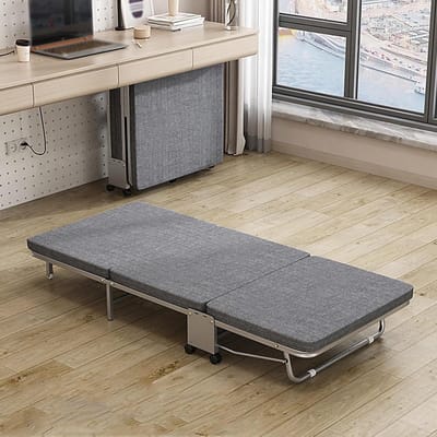 Opvouwbaar Bed - Gastenbed Matras - Comfortabel Slapen - Snelle Montage - 180x80 cm - Grijs