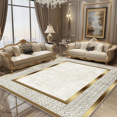 Luxe Tapijt in Europese Stijl Woonkamer Gouden Frame Decoratie Bankgebied Grote Kleden Lounge Salontafels Antislip Vloermatten 60*90cm