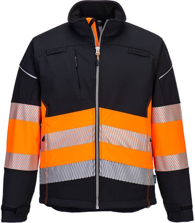 Portwest PW3 Hi-Vis Softshell jack (3L) Klasse 1 PW375 - Zwart/Oranje - 4XL