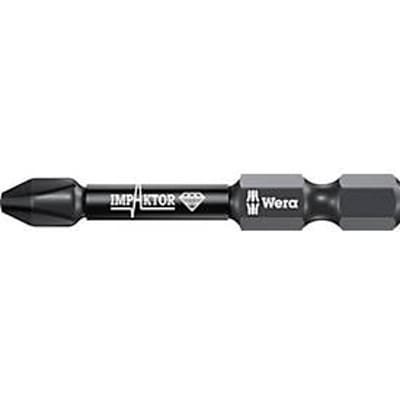 WERA bit 851/4 IMP DC PH2, L 50 mm, 1/4 inch E6.3, diamant gecoat, slagpin, 5 stuks