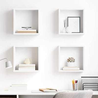 vidaXL - Wandschappen - kubus - 4 - st - 30x15x30 - cm - wit