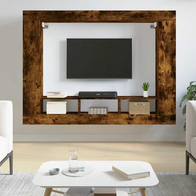 vidaXL - Tv-meubel - 152x22x113 - cm - bewerkt - hout - gerookt - eikenkleurig