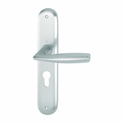 Deurkruk op schild - Aluminium F1 - Aluminium - Hoppe - Hoppe binnenschild Deurklink Vitoria - PC55 naturel