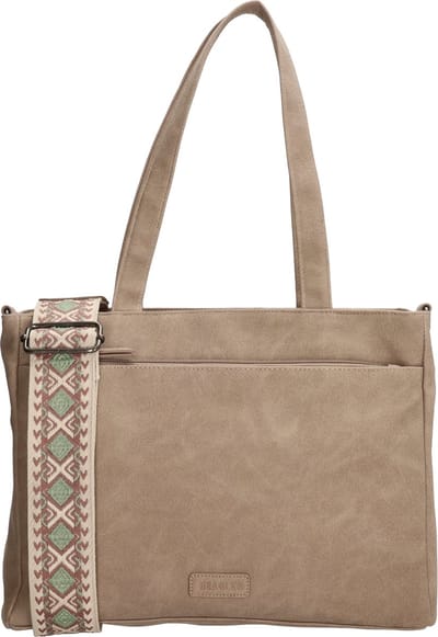 Beagles Malaga Hand & Schoudertas Shopper met Trendy Schouderband - Tote Bag - Dames Tas - Lichttaupe