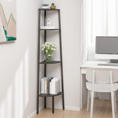vidaXL - Hoekkastje - met - 4 - schappen - 45,5x31,5x150 - cm - zwart