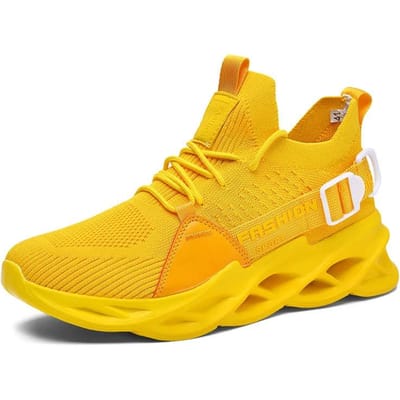 Herenschoenen Ademend Mode Mesh Hardloopschoenen Man Hoge Kwaliteit Unisex Lichtgewicht Tennis Sneakers Atletische Sneakers voor Heren 44 geel