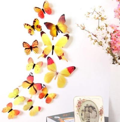 3D Vlinders Muursticker / Geel / Muurdecoratie Voor Kinderkamer / Babykamer / Slaapkamer - Vlinder Sticker Gele tinten