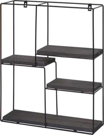 Wandplank MCW-K76, Hangende plank Zwevende plank, 4 planken Metalen massief hout Industrieel 51x40x11cm ~ donkergrijs