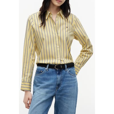Tommy Hilfiger Summer Poplin Regular Liquorice Citronella Größe: 40 | Longsleeves Outlet | Damen | Braun