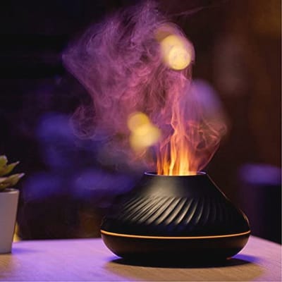Flame Aroma Diffuser voor etherische oliën - Luchtbevochtiger met 7 vlamkleuren - Automatische uitschakeling - Perfect voor thuis, slaapkamer, yoga en kantoor