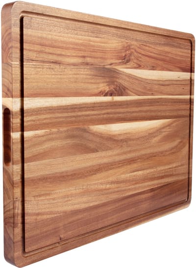 Acacia houten snijplank - Snijblok - Met sapgroef - 3,8 cm dik - Dubbelzijdig gebruik - Handige zijhandgrepen - 51 x 38 cm