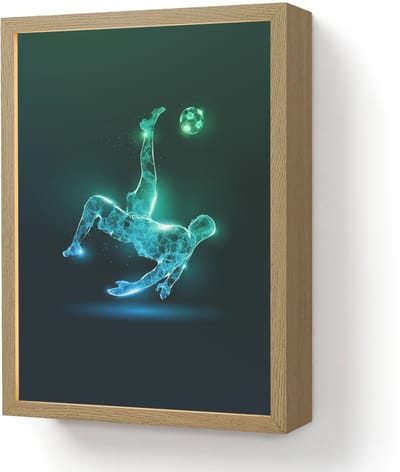 Nachtlampje 30x40 cm - Kinder lamp - Voetbal - Voetballer - Jongen - Zwart - Tafellamp kinderkamer draadloos - Slaapkamer lampje - Bedlamp kinderen - Kinderlampje - Wandlamp babykamer - Nachtlampjes