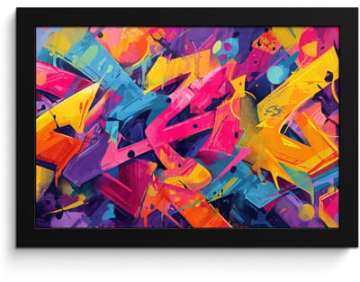 Poster in lijst - Fotolijst 30x20 cm - Posters - Abstract - Vormen - Kleurrijk - Posterlijst zwart - Decoratie - Wanddecoratie woonkamer - Muurdecoratie slaapkamer