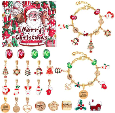 Adventskalender - Adventkalender volwassenen - Kerst - Kerstcadeau voor vrouwen -- 24-daagse kerstaftelkalender - Armbandknutselkerstset - Kinderen - Meisjes - met 2 armbanden en 22 juwelen