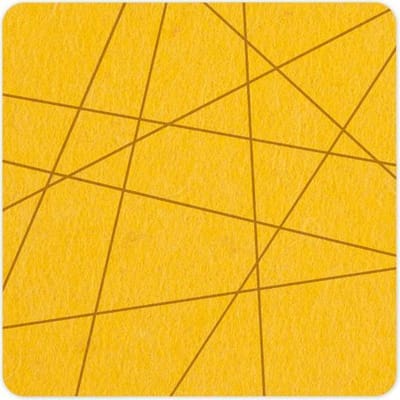 Lijnen vilt onderzetter vierkant - Geel - 6 stuks – 10 x 10 cm - Tafeldecoratie - Glas onderzetter - Cadeau - Woondecoratie - Woonkamer - Tafelbescherming - Onderzetters Voor Glazen - Keukenbenodigdheden - Woonaccessoires - Tafelaccessoires