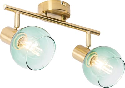 QAZQA vidro - Art Deco Plafondspot | Spotje | Opbouwspot - 2 lichts - L 41.1 cm - Groen - Woonkamer | Slaapkamer | Keuken