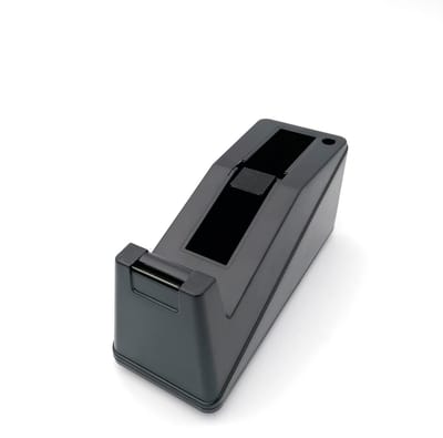 plakbanddispenser met antislip onderkant en penhouder, dubbele houder voor 33/66 m rollen, zwart